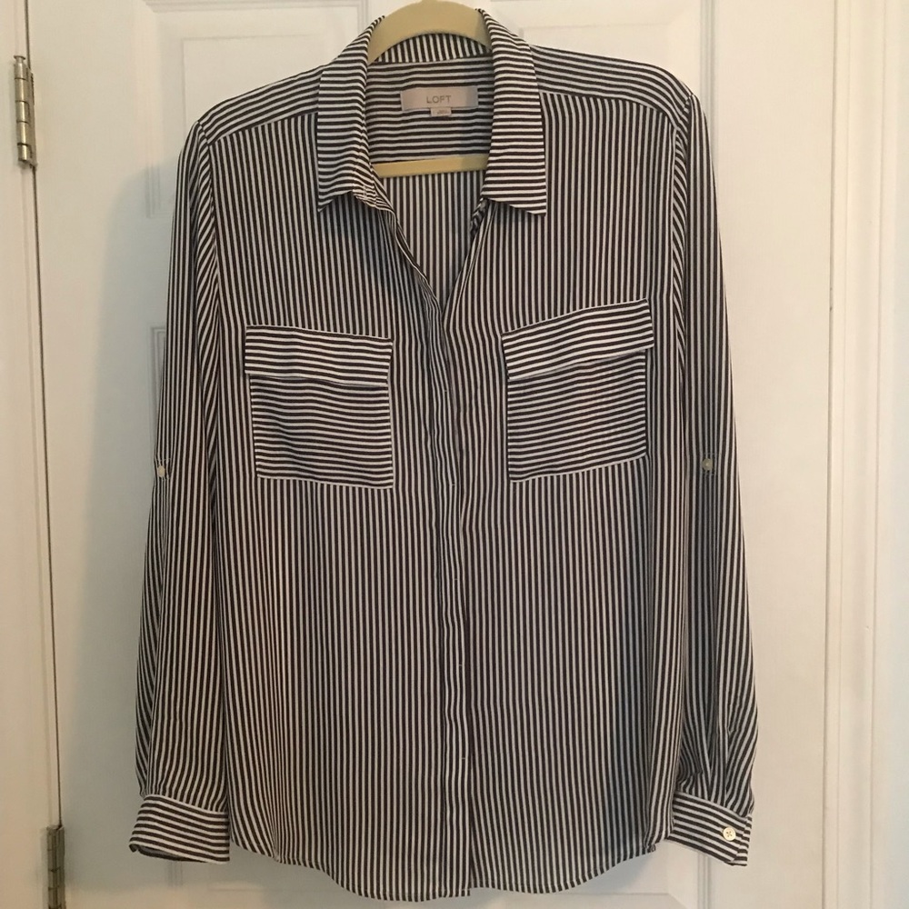 Loft Grey / White Utility Blouse - Sz L